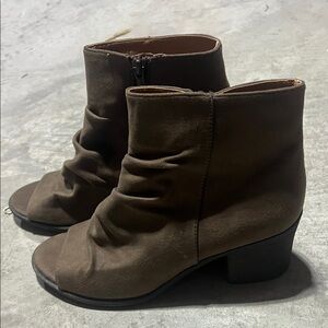 Brown Open Toe Ankle Boots